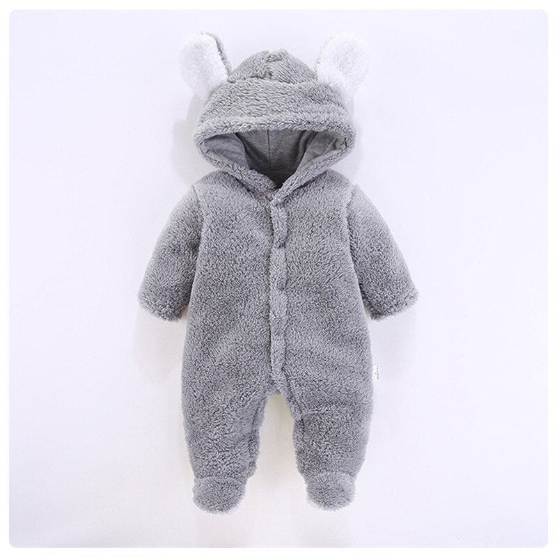 Baby Autumn Winter Cotton Casual Cute Bear Design Jumpsuit Romper