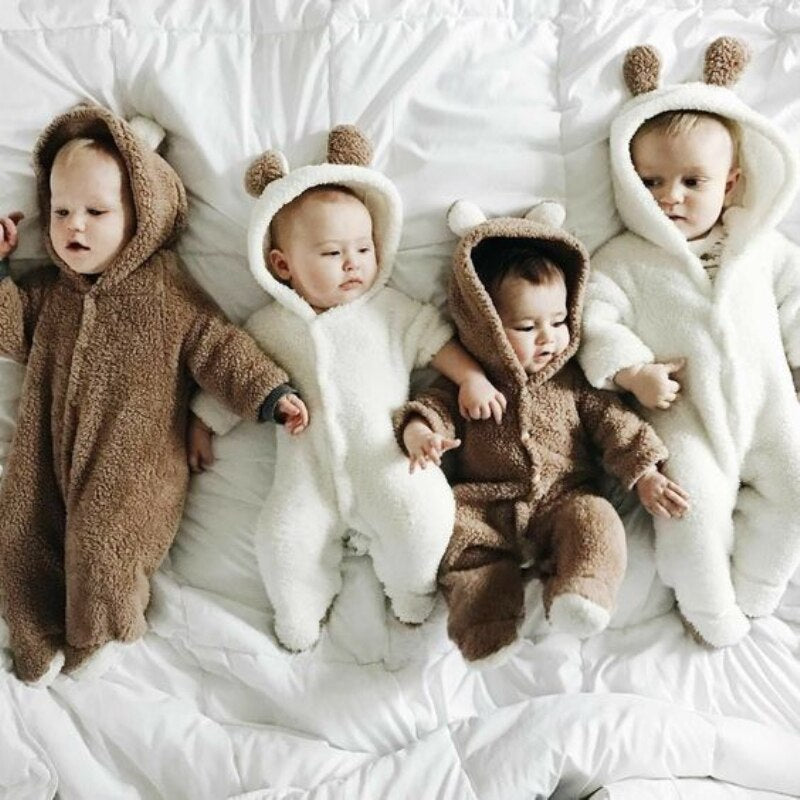 Baby Autumn Winter Cotton Casual Cute Bear Design Jumpsuit Romper