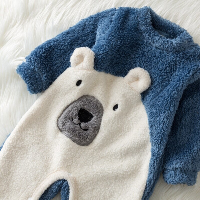 Spring Baby Polar Bear Fleece Jumpsuit Rompers