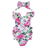 Cute Infant Baby Girls Floral Romper 2 Pcs Set