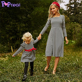 Family Matching Autumn Fashion Print Bow Mom Daughter Dresses