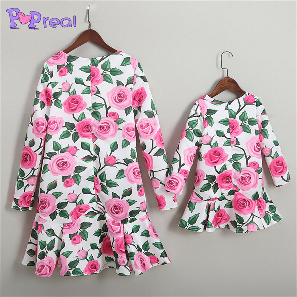 Family Matching Flowers Print Parent Child Dress