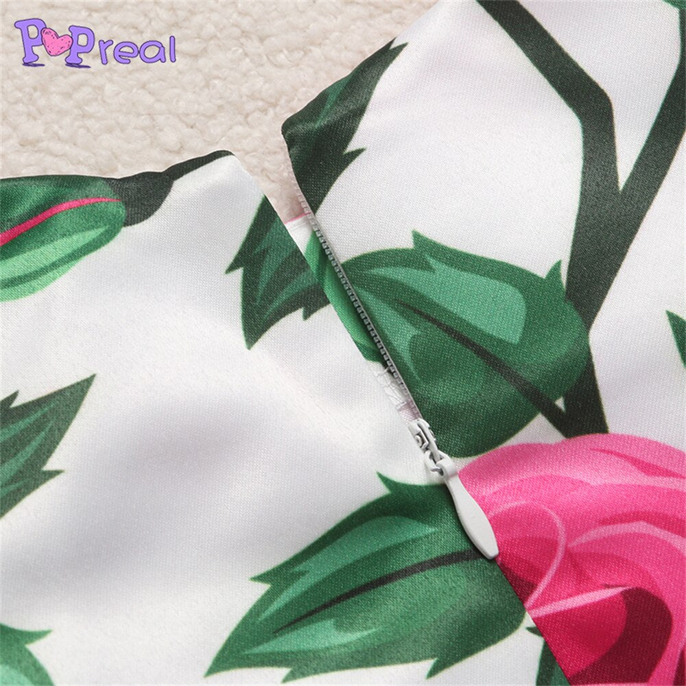 Family Matching Flowers Print Parent Child Dress
