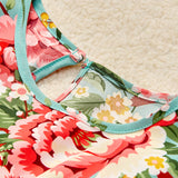Family Matching Fashion Flowers Print Long Sleeve Dresses
