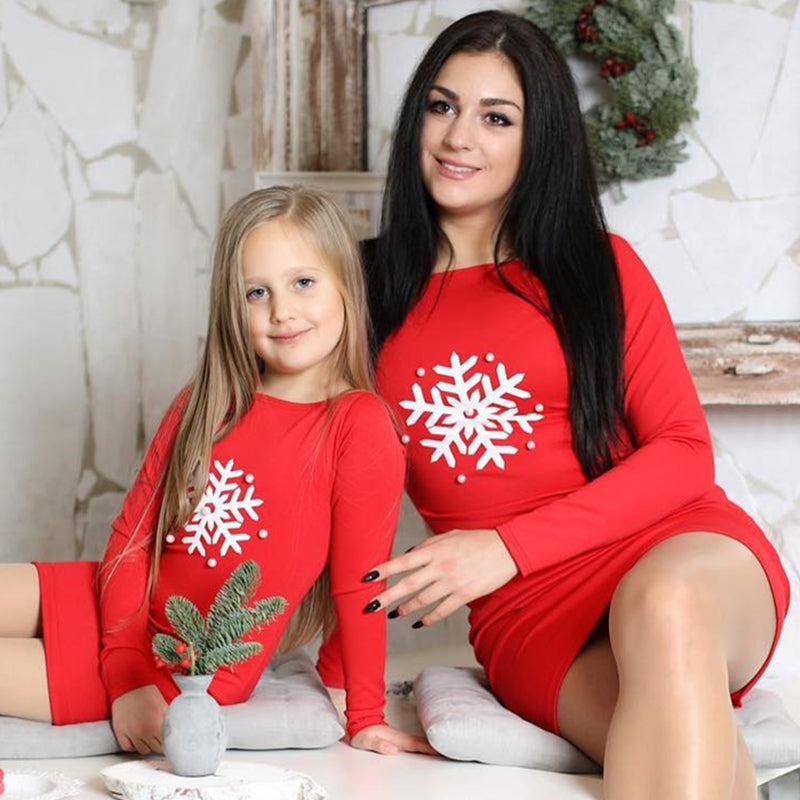Family Matching Mother Daughter Fashion Parent-Child Christmas Dresses