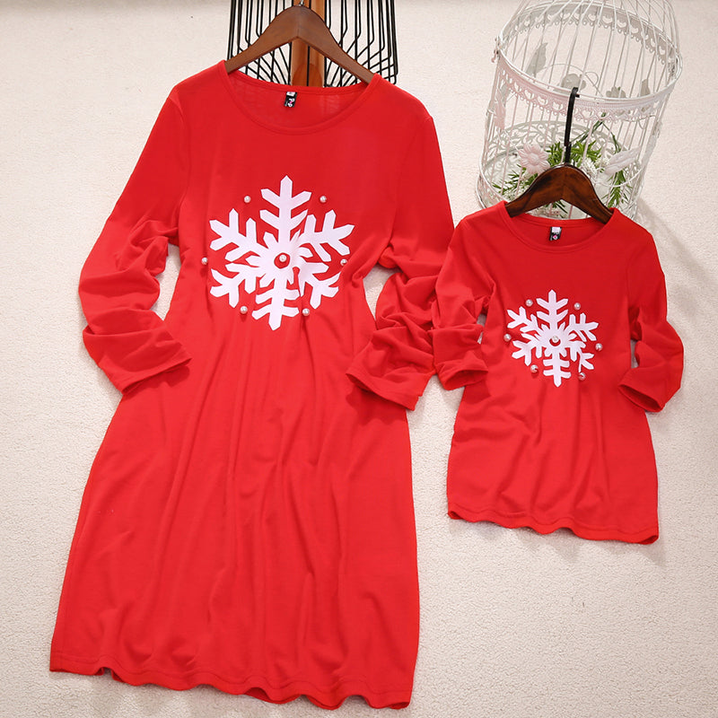 Family Matching Mother Daughter Fashion Parent-Child Christmas Dresses