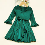 Family Matching Mom Daughter Parent-Child Solid Dresses