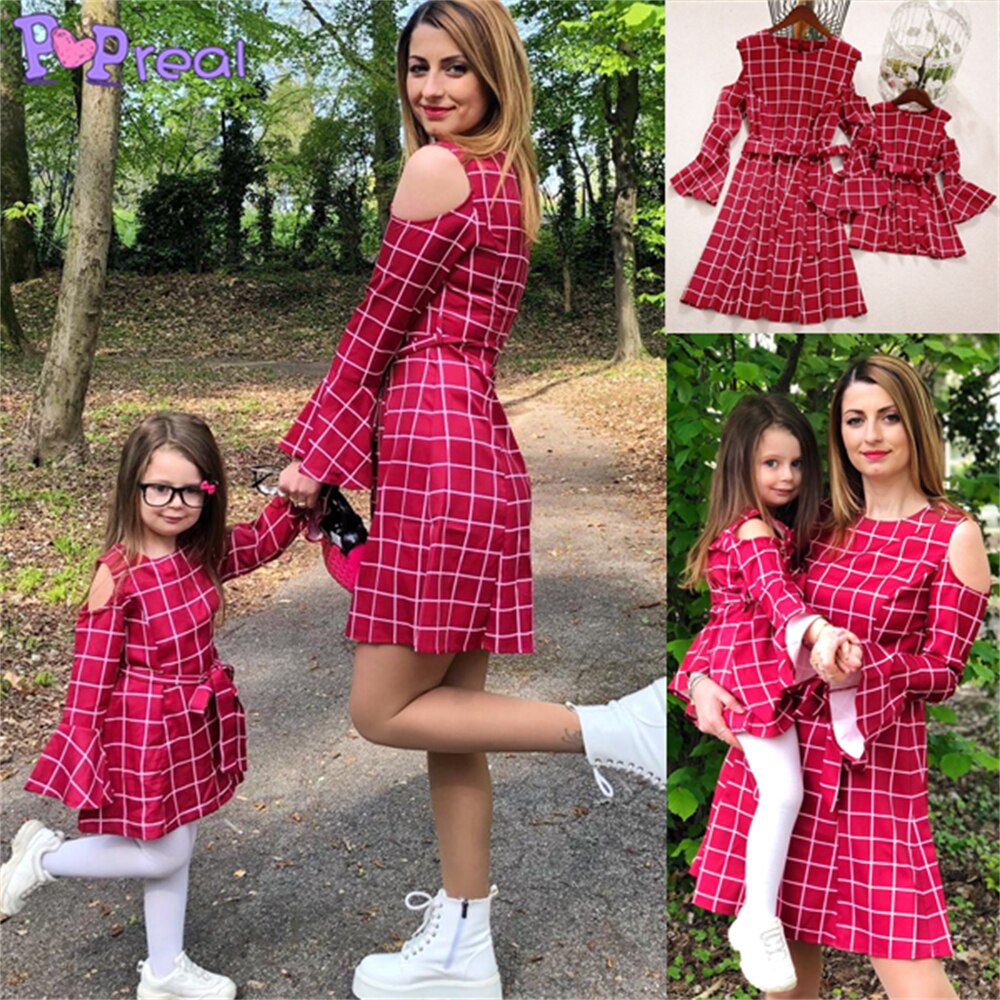 Family Matching Parent-Child Outfit Fashion Plaid Christmas Dress