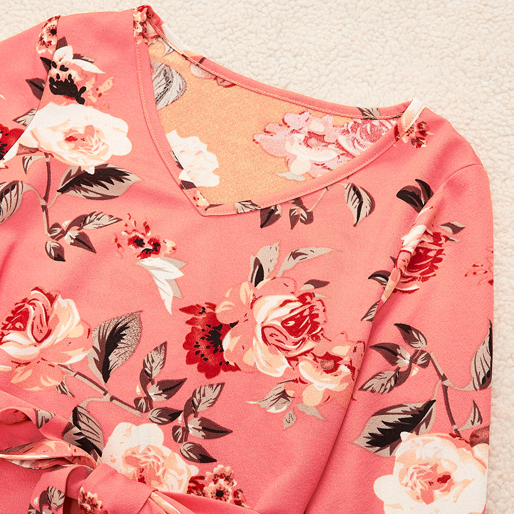 Family Matching Parent-Child Fashion Floral V-Neck Dresses