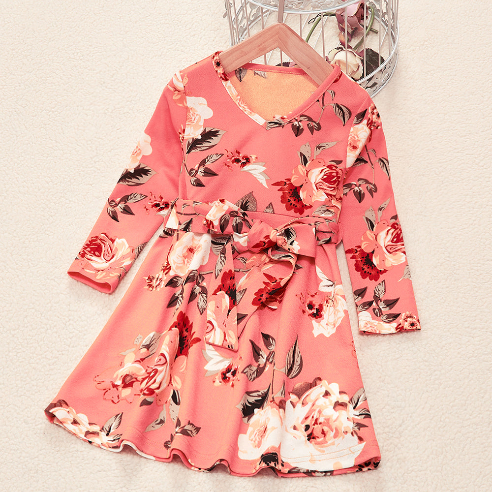 Family Matching Parent-Child Fashion Floral V-Neck Dresses