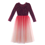 Kid Girl Formal Princess Girls Sequins Gradient Long Sleeve Polka Dress