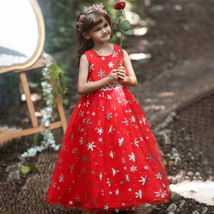 Kid Girls Printed Sleeveless Birthday Party Long Princess Flower Wedding Dresses
