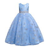 Kid Girls Printed Sleeveless Birthday Party Long Princess Flower Wedding Dresses