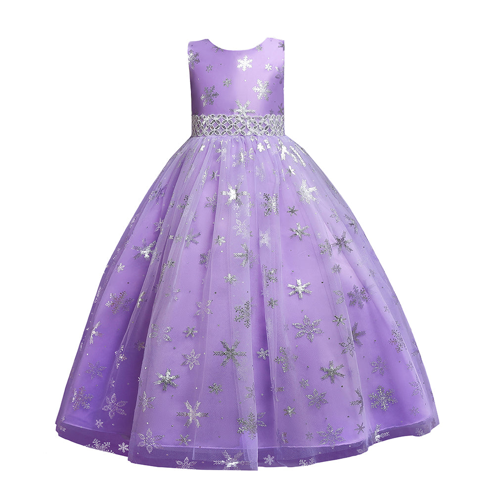 Kid Girls Printed Sleeveless Birthday Party Long Princess Flower Wedding Dresses