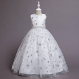 Kid Girls Printed Sleeveless Birthday Party Long Princess Flower Wedding Dresses