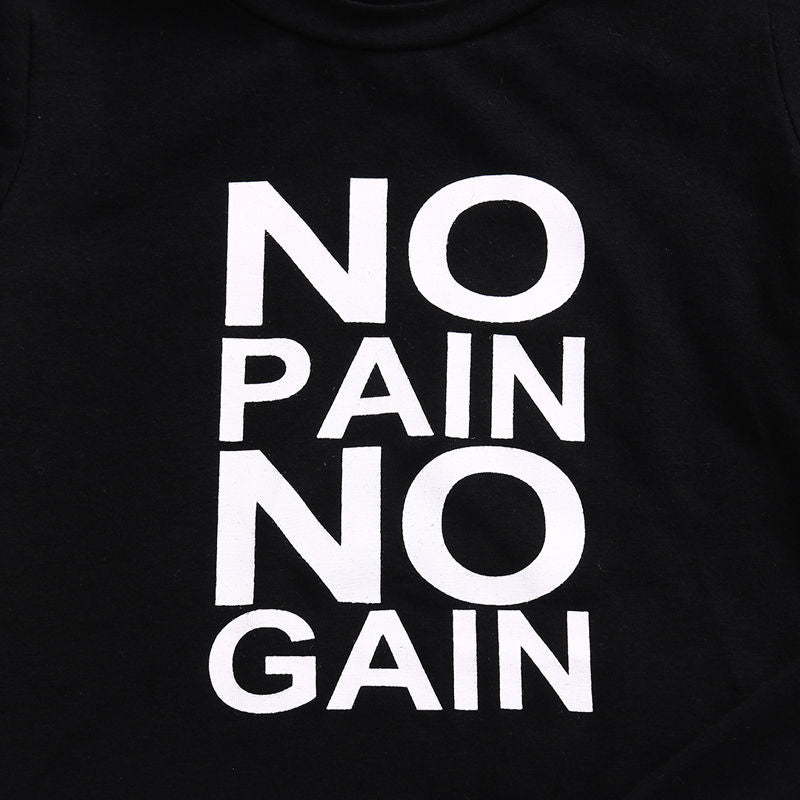 Kid Baby Boy Outfits  No Pain No Gain  2pcs Set