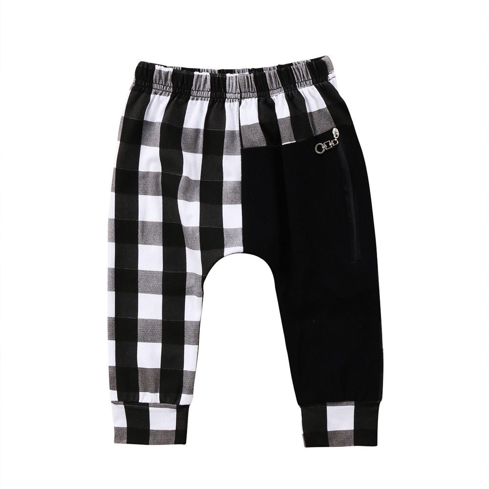 Kid Baby Boy Fashion Plaid Panty Harem Pants Trousers