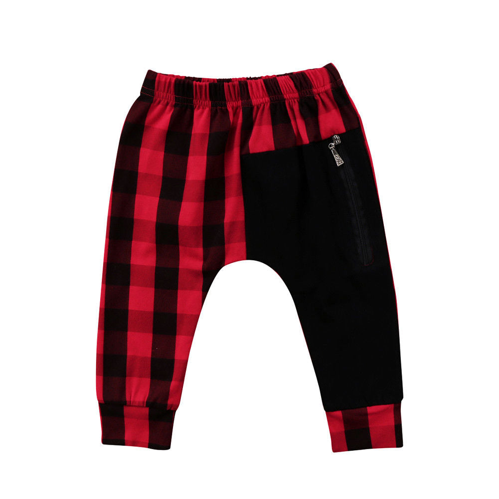 Kid Baby Boy Fashion Plaid Panty Harem Pants Trousers