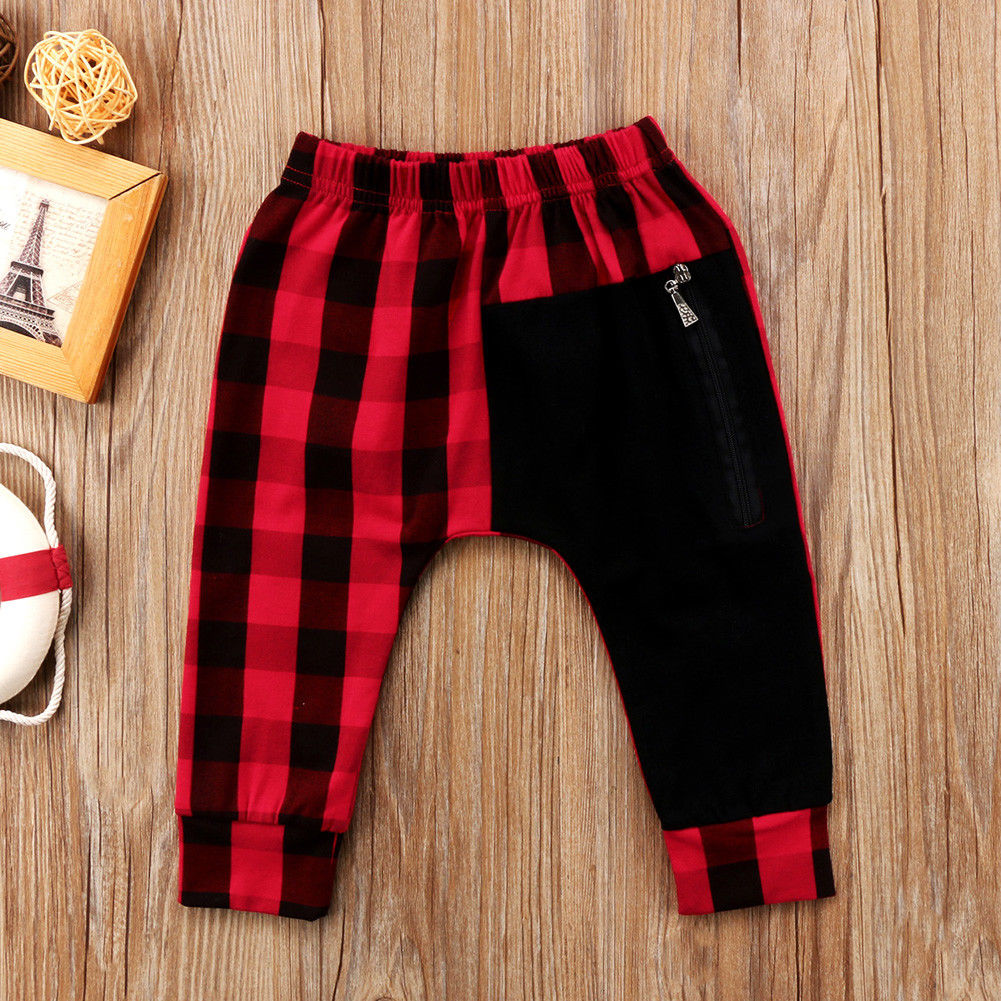 Kid Baby Boy Fashion Plaid Panty Harem Pants Trousers