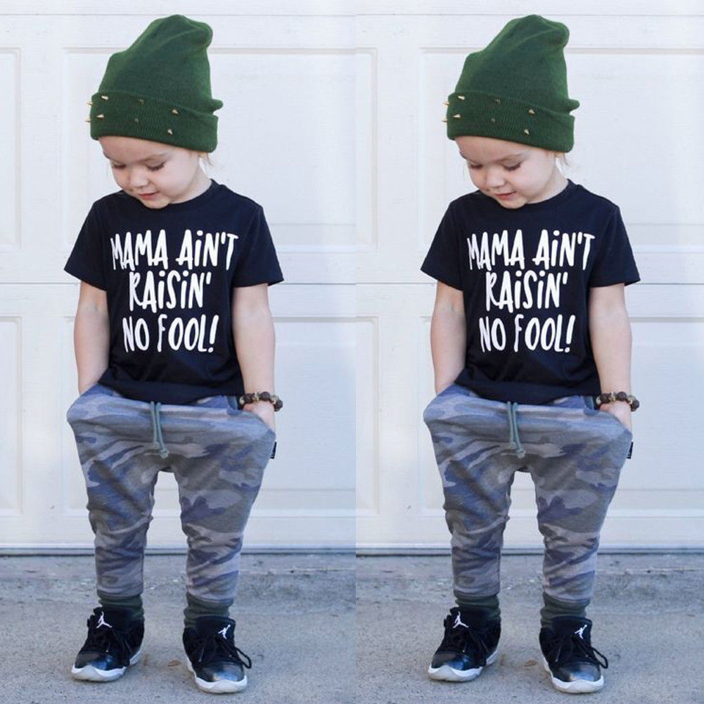 Kid Baby Boy Camouflage Summer Tracksuit Outfit 2 Pcs Sets