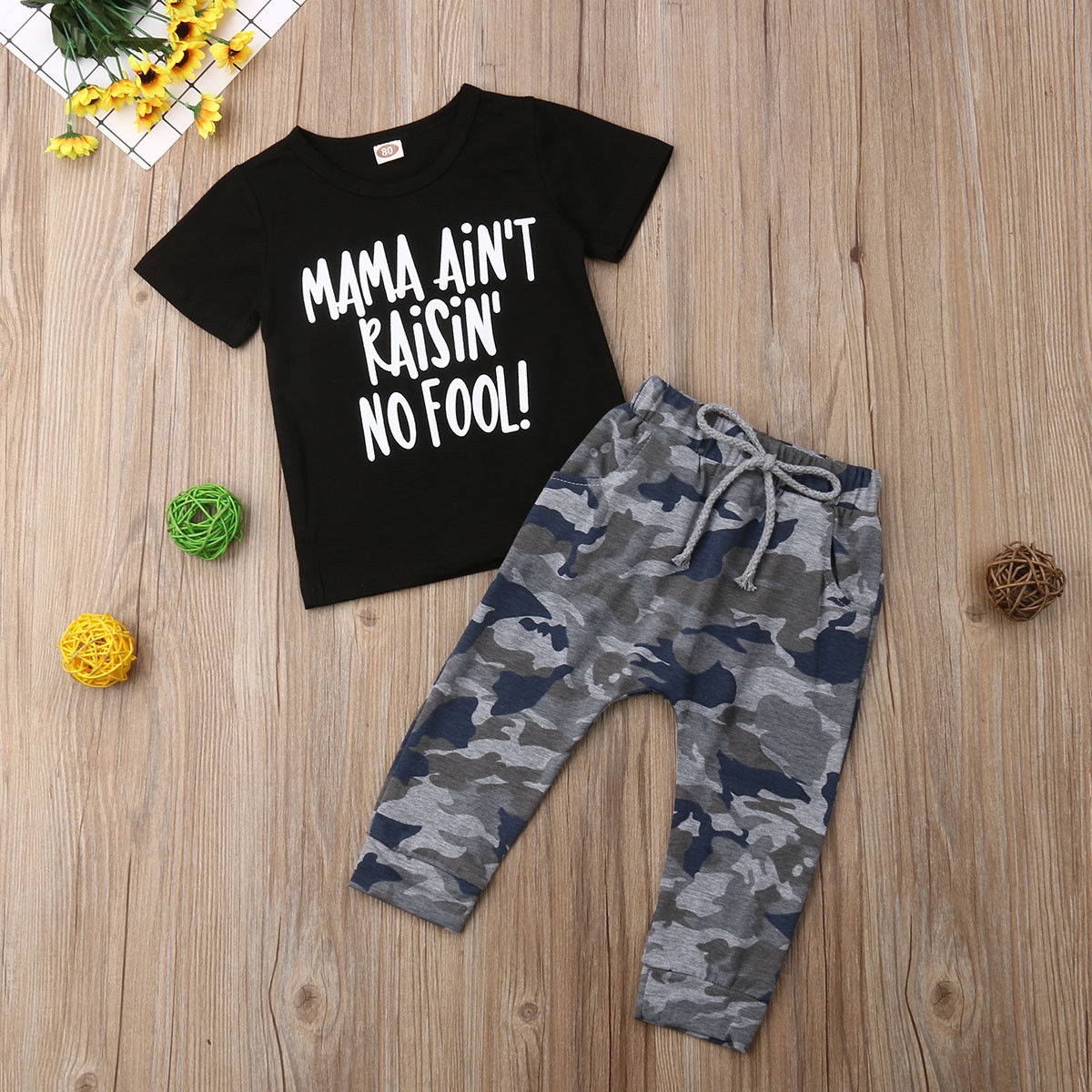Kid Baby Boy Camouflage Summer Tracksuit Outfit 2 Pcs Sets