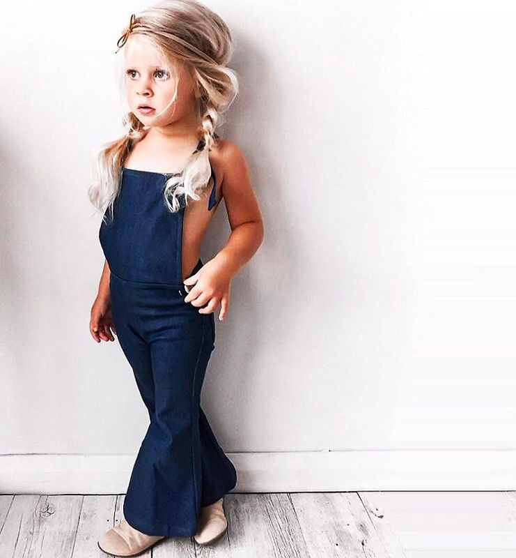 Kid Baby Girl Denim Strap Bib Pants Jumpsuit Playsuit