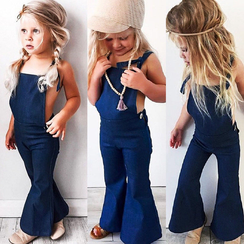 Kid Baby Girl Denim Strap Bib Pants Jumpsuit Playsuit
