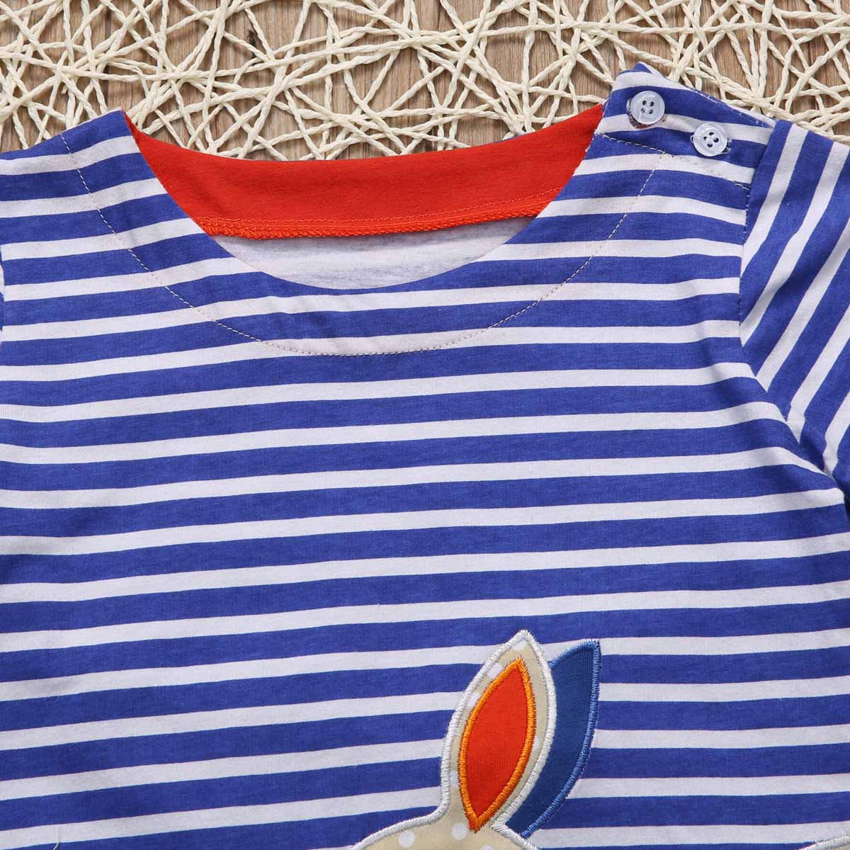 Kid Baby Girl Easter Bunny Stripe Casual Sundress