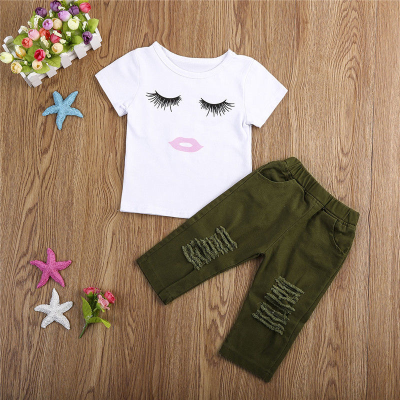Kid Baby Girl Eyelash Casual Outfits 2 Pcs Sets