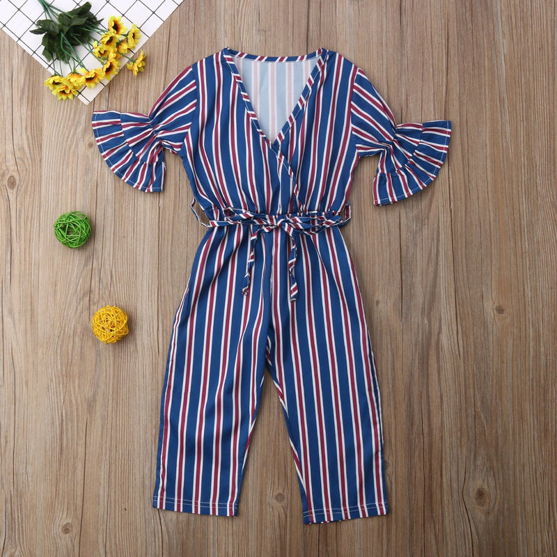 Kid Girl Stripe Jumpsuit Bodysuit Pants Jumpsuits 1-6 Years