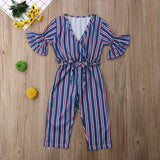 Kid Girl Stripe Jumpsuit Bodysuit Pants Jumpsuits 1-6 Years