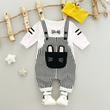 Baby Girl Set Spring Suit Long Sleeved Tops + Stripe Strap 2 Pcs