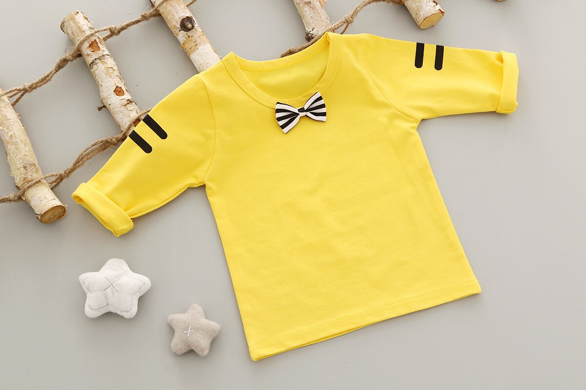 Baby Girl Set Spring Suit Long Sleeved Tops + Stripe Strap 2 Pcs