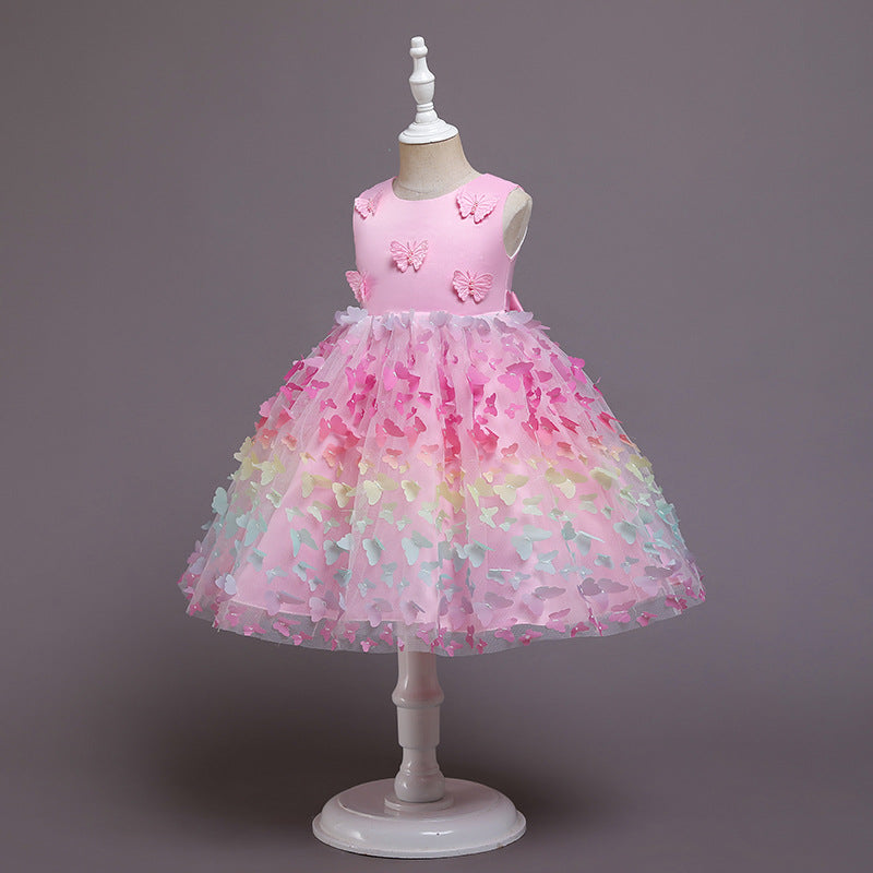 Kids Baby Girl Princess Rainbow  Elegant Sweet Wedding Formal Sleeveless Dress