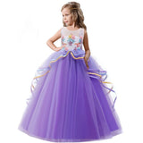 Girl Dress Rainbow Unicorn Party Elegant Flower Lace Tutu Princess Ball Dresses
