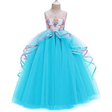 Girl Dress Rainbow Unicorn Party Elegant Flower Lace Tutu Princess Ball Dresses
