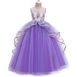 Girl Dress Rainbow Unicorn Party Elegant Flower Lace Tutu Princess Ball Dresses