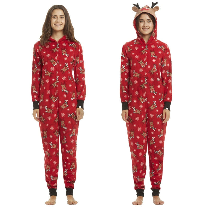 Christmas Family Matching Pajamas Hooded Jumper Sleepwear