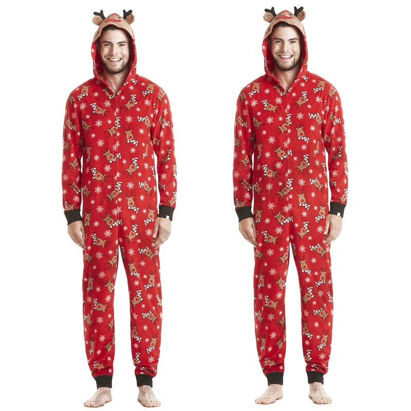 Christmas Family Matching Pajamas Hooded Jumper Sleepwear