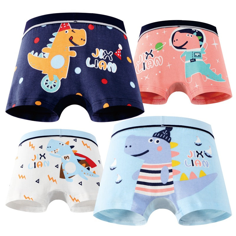 Kid Soft Cotton Boxers Underwear Shorts Cute Breathable 4 Pieces/Lot