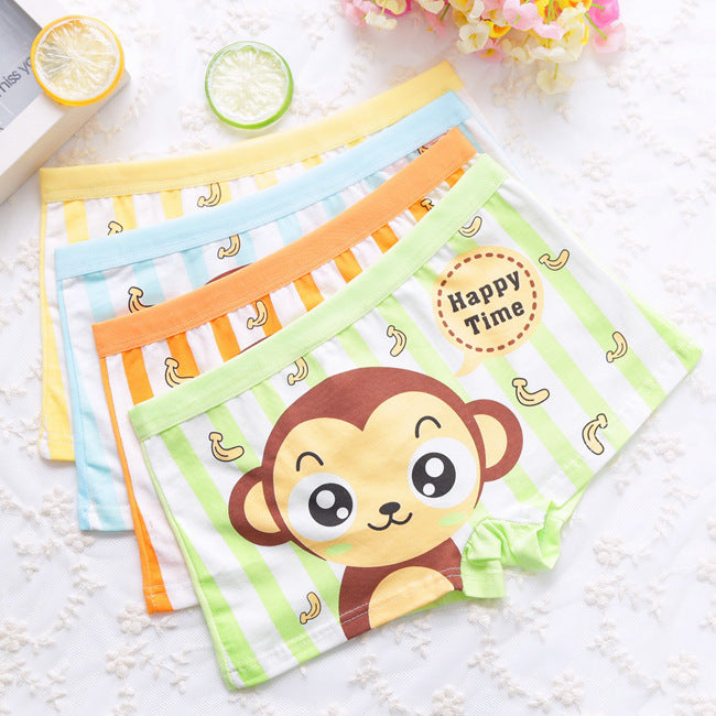 Kid Soft Cotton Boxers Underwear Shorts Cute Breathable 4 Pieces/Lot