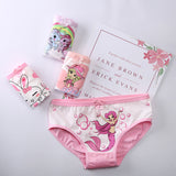 Kid Girl Mermaid Printed Cartoon Soft Kawaii Underwear 4 Pieces/Lot
