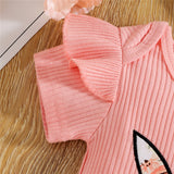 Baby Girl Easter Set Rabbit Bow Ruffle Bodysuit Romper