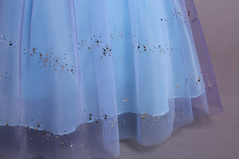 Kid Girls Gradient Flying Sleeve Princess Birthday Party Gown Flower Dress