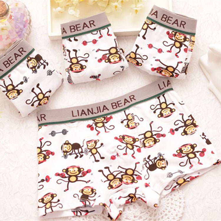 Kid Soft Cotton Boxers Underwear Shorts Cute Breathable 4 Pieces/Lot