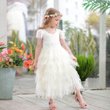 Flower Girl Princess Dress Eyelash Lace Birthday Fluffy Tulle Wedding Party Dress - honeylives
