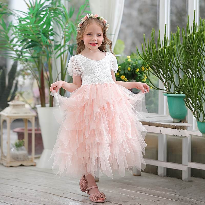 Flower Girl Princess Dress Eyelash Lace Birthday Fluffy Tulle Wedding Party Dress - honeylives