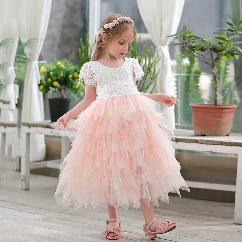 Flower Girl Princess Dress Eyelash Lace Birthday Fluffy Tulle Wedding Party Dress - honeylives