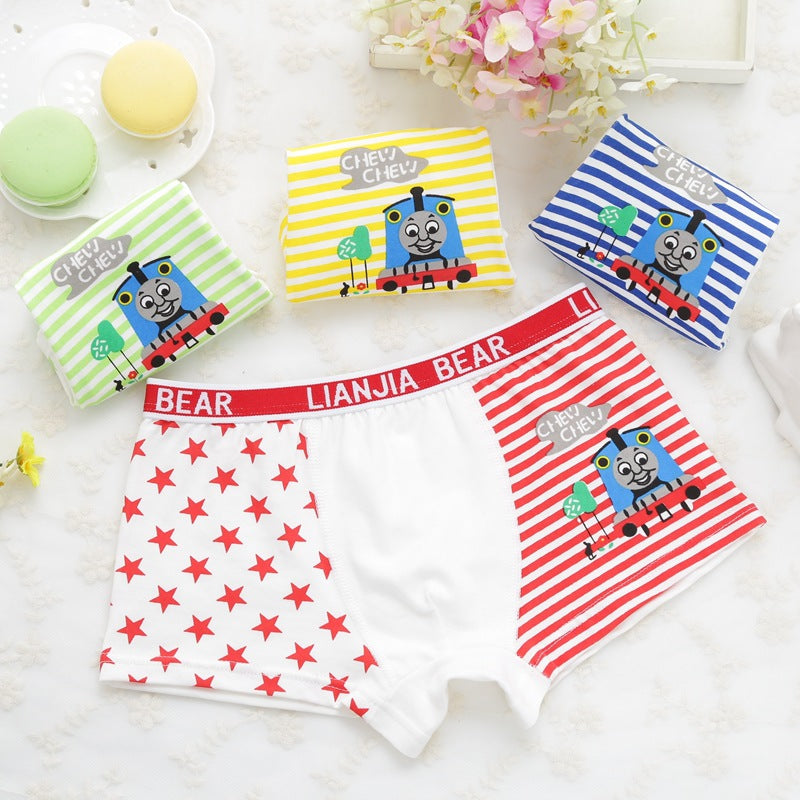 Kid Soft Cotton Boxers Underwear Shorts Cute Breathable 4 Pieces/Lot
