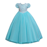 Kid Girls Sequins Flower Wedding Party Puff Sleeve Princess Pageant Dresses